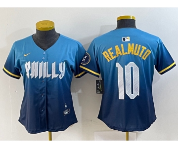 Women's Philadelphia Phillies #10 JT Realmuto Blue 2024 City Connect Limited Stitched Jersey