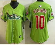 Women's Philadelphia Phillies #10 JT Realmuto Light Green Fashion Cool Base Jersey Women's Philadelphia Phillies #10 JT Realmuto Light Green Fashion Cool Base Jersey