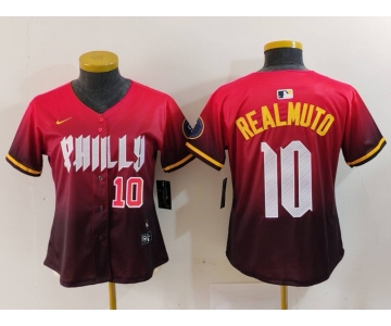 Women's Philadelphia Phillies #10 JT Realmuto Number Red 2024 City Connect Limited Jersey
