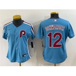 Women's Philadelphia Phillies #12 Kyle Schwarber Blue Stitched Baseball Jersey