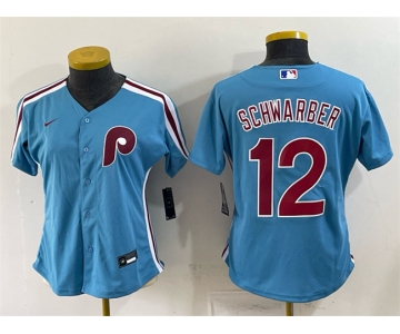 Women's Philadelphia Phillies #12 Kyle Schwarber Blue Stitched Baseball Jersey
