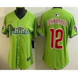 Women's Philadelphia Phillies #12 Kyle Schwarber Light Green Fashion Cool Base Jersey Women's Philadelphia Phillies #12 Kyle Schwarber Light Green Fashion Cool Base Jersey
