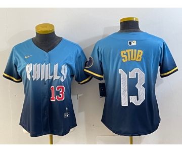 Women's Philadelphia Phillies #13 Stub Number Blue 2024 City Connect Limited Stitched Jerseys