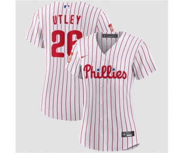 Women's Philadelphia Phillies #26 Chase Utley White 2026 Cool Base Stitched Jersey