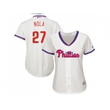Women's Philadelphia Phillies #27 Aaron Nola Cream Alternate Stitched MLB Jersey Women's Philadelphia Phillies #27 Aaron Nola Cream Alternate Stitched MLB Jersey