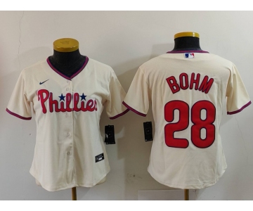 Women's Philadelphia Phillies #28 Alec Bohm Cream Cool Base Jersey
