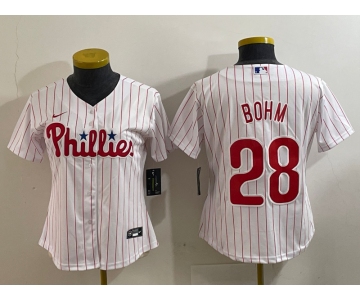Women's Philadelphia Phillies #28 Alec Bohm White Cool Base Jersey