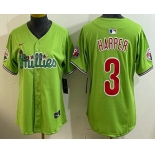 Women's Philadelphia Phillies #3 Bryce Harper Light Green Fashion Cool Base Jersey Women's Philadelphia Phillies #3 Bryce Harper Light Green Fashion Cool Base Jersey