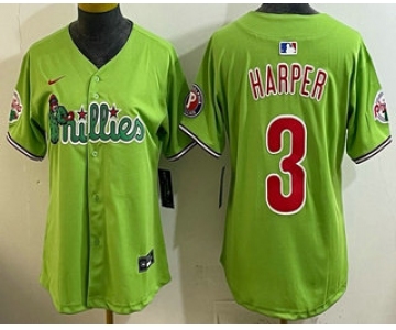 Women's Philadelphia Phillies #3 Bryce Harper Light Green Fashion Cool Base Jersey