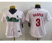Women's Philadelphia Phillies #3 Bryce Harper Phanatic White Stitched Baseball Jersey
