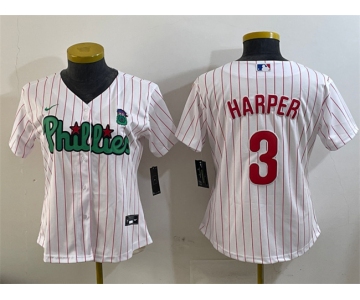 Women's Philadelphia Phillies #3 Bryce Harper Phanatic White Stitched Baseball Jersey