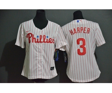 Women's Philadelphia Phillies #3 Bryce Harper White Stitched MLB Cool Base Nike Jersey