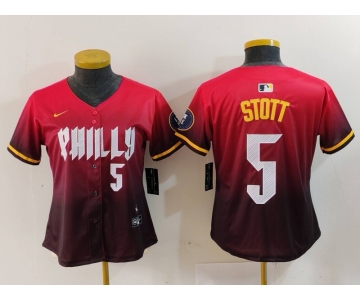 Women's Philadelphia Phillies #5 Bryson Stott Number Red 2024 City Connect Limited Jersey