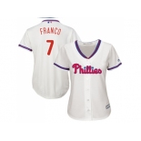Women's Philadelphia Phillies #7 Maikel Franco Cream Alternate Stitched MLB Jersey Women's Philadelphia Phillies #7 Maikel Franco Cream Alternate Stitched MLB Jersey