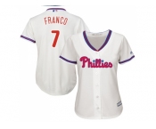 Women's Philadelphia Phillies #7 Maikel Franco Cream Alternate Stitched MLB Jersey Women's Philadelphia Phillies #7 Maikel Franco Cream Alternate Stitched MLB Jersey