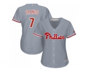 Women's Philadelphia Phillies #7 Maikel Franco Grey Road Stitched MLB Jersey Women's Philadelphia Phillies #7 Maikel Franco Grey Road Stitched MLB Jersey