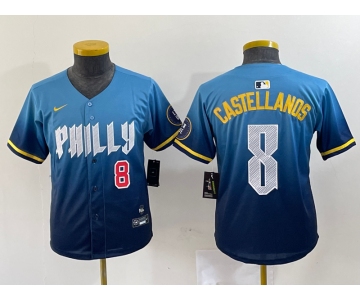 Women's Philadelphia Phillies #8 Nick Castellanos Blue 2024 City Connect Limited Stitched Jerseys
