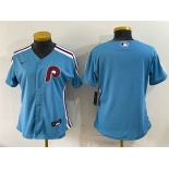 Women's Philadelphia Phillies Blank Blue Stitched Baseball Jersey Women's Philadelphia Phillies Blank Blue Stitched Baseball Jersey
