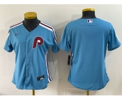 Women's Philadelphia Phillies Blank Blue Stitched Baseball Jersey Women's Philadelphia Phillies Blank Blue Stitched Baseball Jersey
