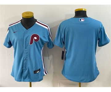 Women's Philadelphia Phillies Blank Blue Stitched Baseball Jersey