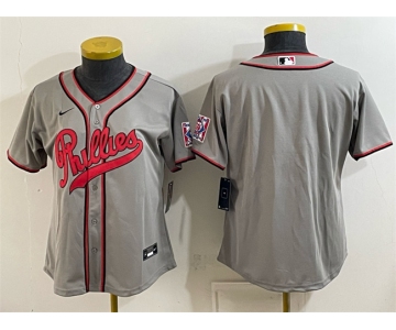Women's Philadelphia Phillies Blank Gray 2026 Field of Dreams Stadium Stitched Baseball Jersey