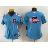 Women's Philadelphia Phillies Team Big Logo Blue Stitched Baseball Jersey