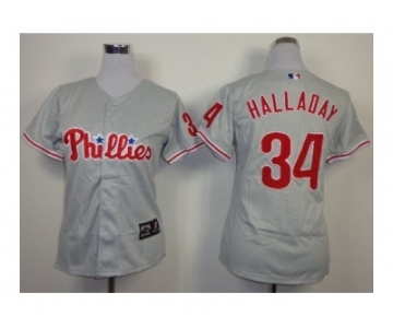 women mlb jerseys philadelphia phillies #34 halladay grey