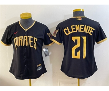 Youth Pittsburgh Pirates #21 Roberto Clemente Black 2026 City Connect Stadium Stitched Baseball Jersey