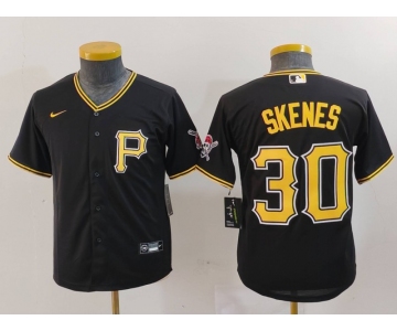 Youth Pittsburgh Pirates #30 Paul Skenes Black Stitched Cool Base Nike Jersey