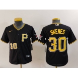 Youth Pittsburgh Pirates #30 Paul Skenes Number Black Stitched Cool Base Nike Jersey