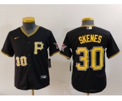 Youth Pittsburgh Pirates #30 Paul Skenes Number Black Stitched Cool Base Nike Jersey