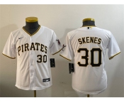 Youth Pittsburgh Pirates #30 Paul Skenes White With Patch Cool Base Stitched Baseball Jersey