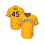 Youth Pittsburgh Pirates #45 Gerrit Cole Gold Cool Base Stitched MLB Jersey Youth Pittsburgh Pirates #45 Gerrit Cole Gold Cool Base Stitched MLB Jersey