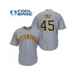 Youth Pittsburgh Pirates #45 Gerrit Cole Grey Cool Base Stitched MLB Jersey Youth Pittsburgh Pirates #45 Gerrit Cole Grey Cool Base Stitched MLB Jersey
