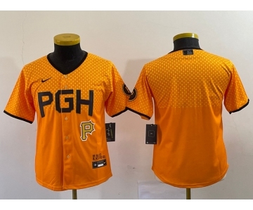 Youth Pittsburgh Pirates Blank Yellow 2023 City Connect Stitched Jersey1