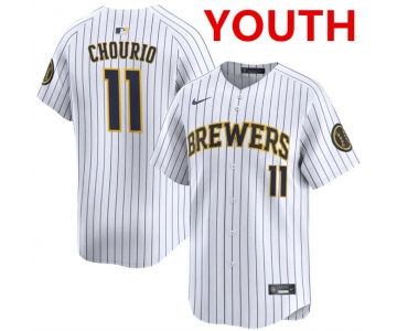 Youth Milwaukee Brewers #11 Jackson Chourio White 2024 Alternate Limited Stitched Baseball Jersey