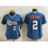 Youth Milwaukee Brewers #2 Brice Turang Mineral Blue 2026 City Connect Stadium Stitched Baseball Jersey