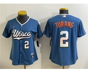 Youth Milwaukee Brewers #2 Brice Turang Mineral Blue 2026 City Connect Stadium Stitched Baseball Jersey Youth Milwaukee Brewers #2 Brice Turang Mineral Blue 2026 City Connect Stadium Stitched Baseball Jersey