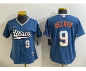 Youth Milwaukee Brewers #9 Bob Uecker Mineral Blue 2026 City Connect Stadium Stitched Baseball Jersey Youth Milwaukee Brewers #9 Bob Uecker Mineral Blue 2026 City Connect Stadium Stitched Baseball Jersey