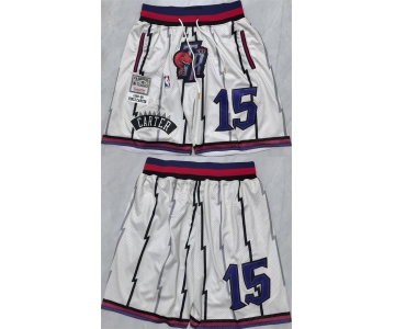Men's Toronto Raptors #15 Vince Carter White Shorts