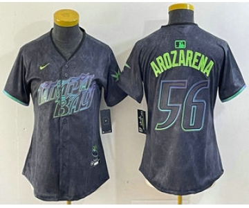 Women's Tampa Bay Rays #56 Randy Arozarena Charcoal 2024 City Connect Limited Stitched Jersey