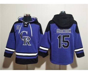 Men's Colorado Rockies #15 Randal Grichuk Purple Ageless Must-Have Lace-Up Pullover Hoodie