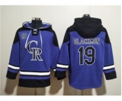 Men's Colorado Rockies #19 Charlie Blackmon Purple Ageless Must-Have Lace-Up Pullover Hoodie