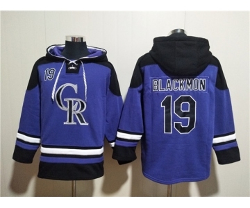 Men's Colorado Rockies #19 Charlie Blackmon Purple Ageless Must-Have Lace-Up Pullover Hoodie