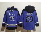 Men's Colorado Rockies #23 Kris Bryant Purple Ageless Must-Have Lace-Up Pullover Hoodie