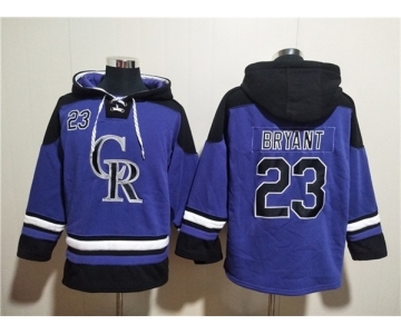 Men's Colorado Rockies #23 Kris Bryant Purple Ageless Must-Have Lace-Up Pullover Hoodie