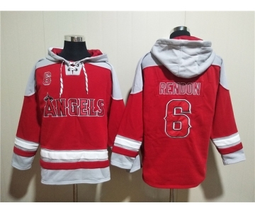 Men's Los Angeles Angels #6 Anthony Rendon Red Ageless Must-Have Lace-Up Pullover Hoodie