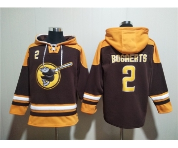 Men's San Diego Padres #2 Xander Bogaerts Brown Gold Ageless Must-Have Lace-Up Pullover Hoodie