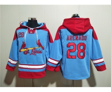 Men's St.Louis Cardinals #28 Nolan Arenado Blue Ageless Must-Have Lace-Up Pullover Hoodie