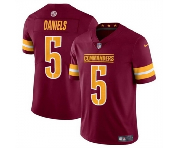Youth Washington Commanders #5 Jayden Daniels Burgundy 2024 Draft Vapor Limited Stitched Football Jersey